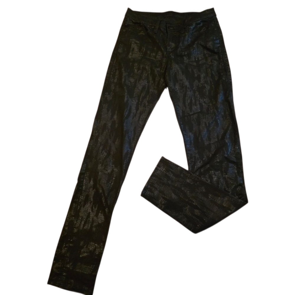 Rock & Republic Berlin Black Shiny Stretch Skinny Pants - Size 6
